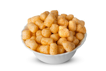 Corn Cheese balls bowl on white background