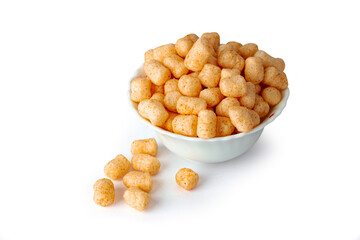 Corn Cheese balls bowl on white background