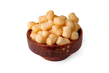 Corn Cheese balls bowl on white background