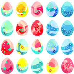 Easter eggs. Clipart, set, collection. Bright cartoon picture. For the church celebration of the consecration of eggs and talking. Printing on fabric and paper.