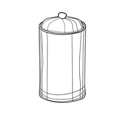 Hand-drawn vector illustration of sugar bowl. With black circuit without fill on white background