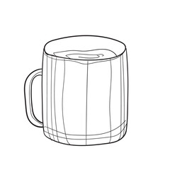 Hand-drawn vector illustration of mug. With black circuit without fill on white background