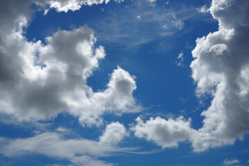 Blue sky with white cloud natural background