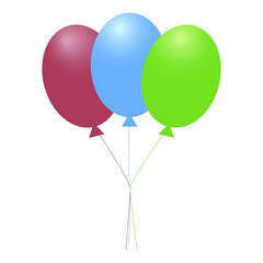 three balloons on a white background