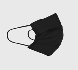Black surgical mask mockup, 3D rendering, side view, space for design presentation, pattern.