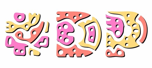 DP Hashtag. Doodle isolate text. Colored curves decorative doodle letters. Popular Hashtag #DP is abbreviation for double penetration for adult sex resources.