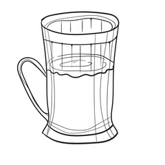 Hand-drawn vector illustration of glass in a cup holder. With black circuit without fill on white background