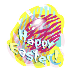 Sticker, egg print. Easter eggs. Festive illustration. Happy Easter. The church tradition is. Family holiday Easter.