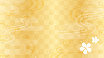 和風の背景イラスト（金・桜）
