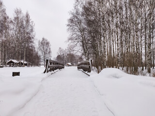 old wooden houses in a small village