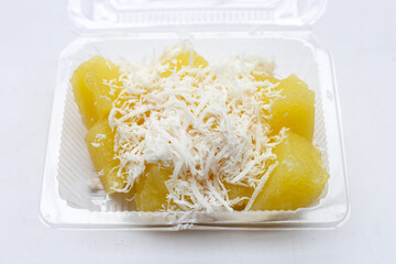 Steamed cassava cake. Thai dessert