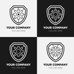 Shield logo icon template collection set design, generic line style