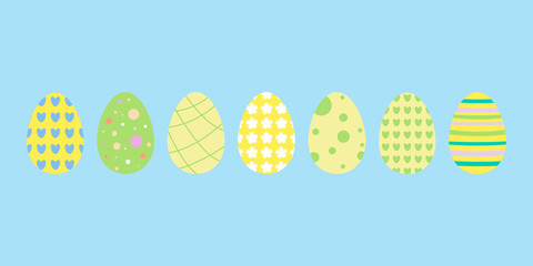 Set of Easter eggs. Decorative holidays element. Template for card, invitation, poster, web, sale, app, background