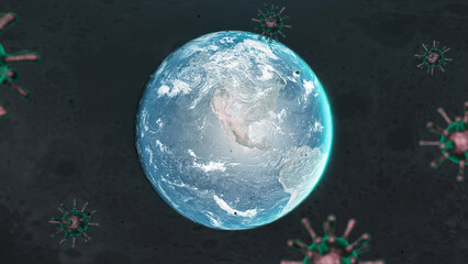 Coronavirus intrusion the earth in space.3D  rendering