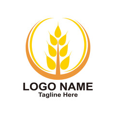 Agriculture wheat logo vector on white background