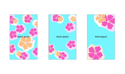 ハイビスカスのカードデザインセット　