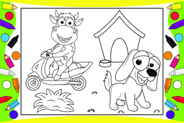 coloring animal cartoon for kids