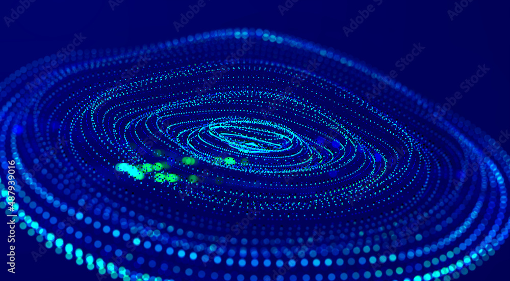 Poster Internet open data. Big data concept. Digital neural network. Artificial intelligence analytics. Cyberspace of future. Data array 3D illustration, information swirls