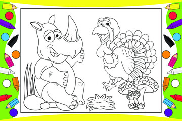 coloring animal cartoon for kids