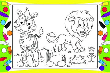 Naklejka na ściany i meble coloring animal cartoon for kids