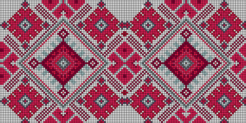 Traditional geometric pattern for Slavic embroidery.