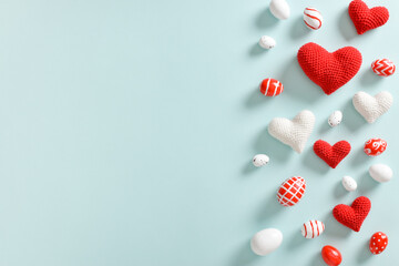 Background with Easter eggs in red and white.