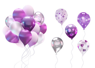 lilac white transparent balloons