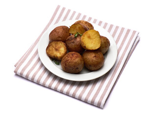 Plate of Baked potato isolated on white background