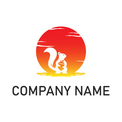 squirrel and sun logo design template