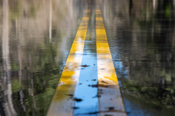 Flooded road after storm