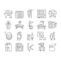 Anesthesiologist Tool Collection Icons Set Vector .