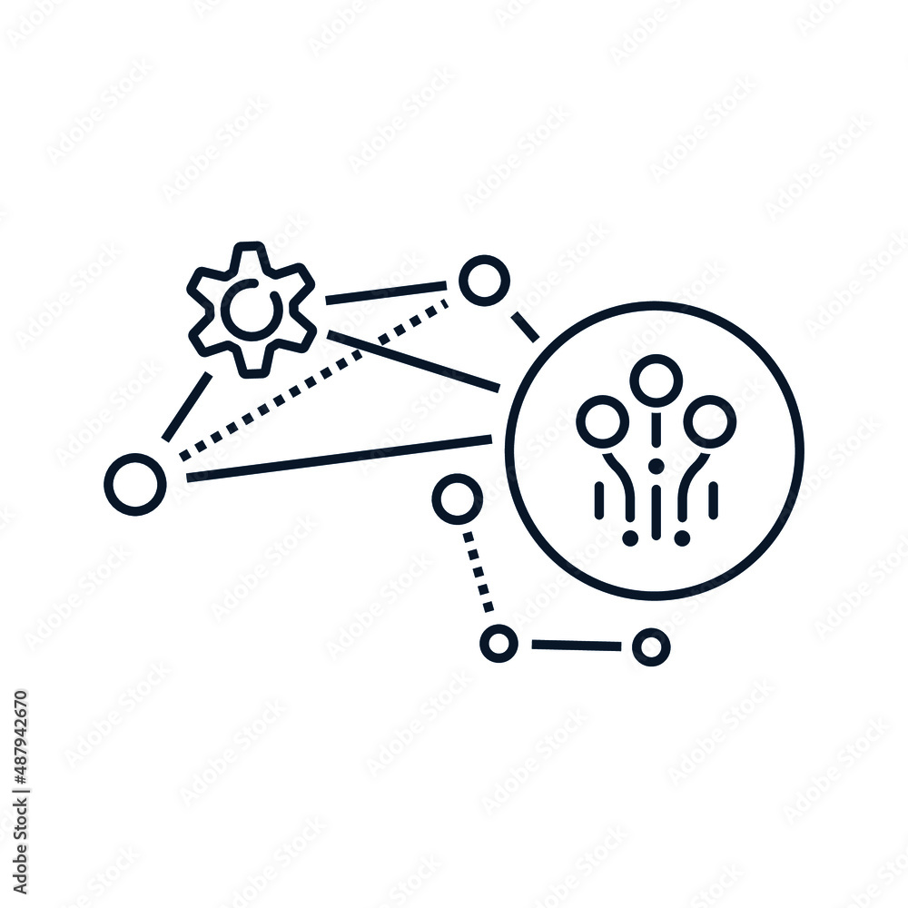 Poster system of management, control, introduction of information and electronic channels. vector linear ic