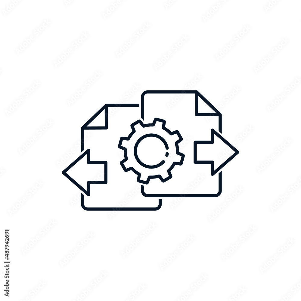Poster the concept of the introduction of new technologies, workflow. vector icon isolated on white backgro
