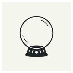 Fortune telling crystal ball. The stand has a slotted pattern. Symbol of magic and witches. Vector illustration.