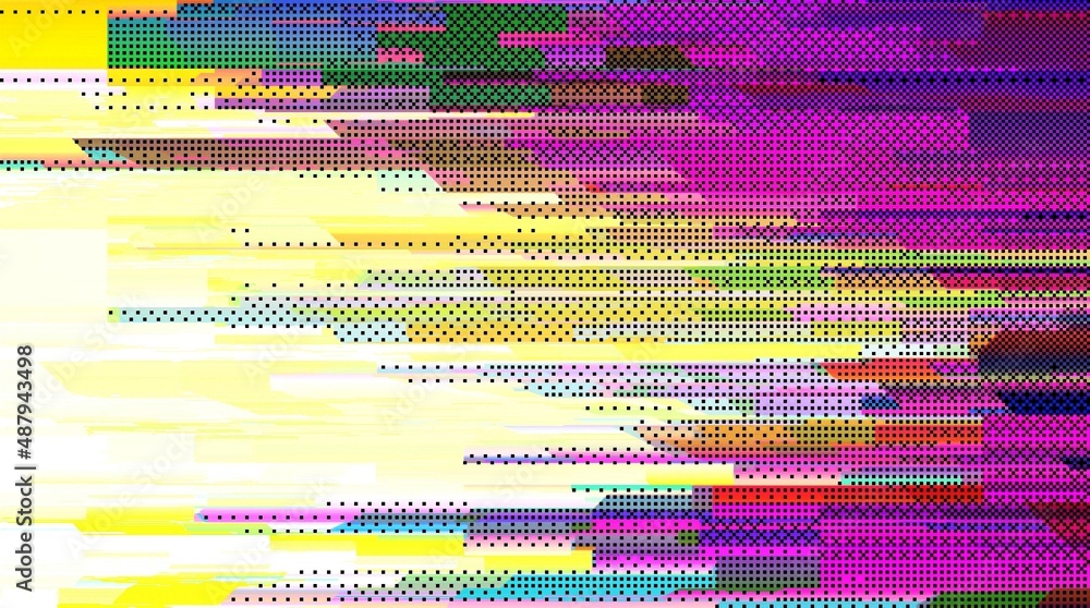 Aufkleber digital abstract graphic artwork. vibrant glitch texture. artwork with deconstructed shapes and grap