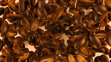 Roasted coffee beans background, Coffee Background. 3d illustration.