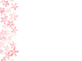 Fototapeta na wymiar 桜の花の水彩フレーム（縦シームレス）