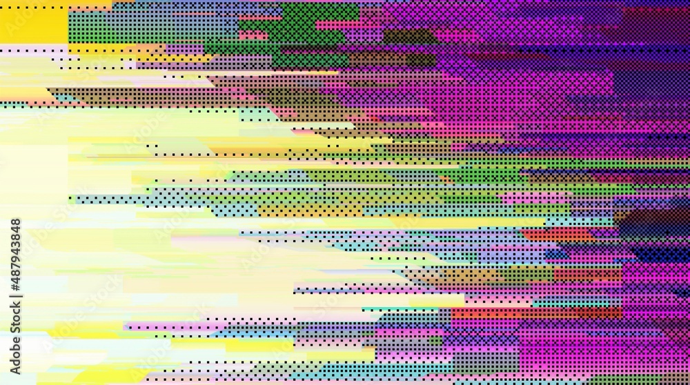 Aufkleber digital abstract graphic artwork. vibrant glitch texture. artwork with deconstructed shapes and grap