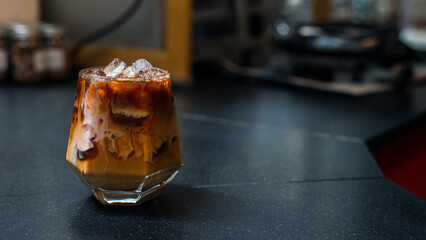 iced coffee with milk ready to drink at the cafe​