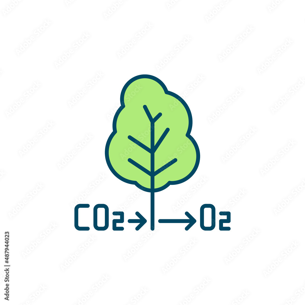 Poster co2 tree o2 oxygen vector carbon cycle modern icon