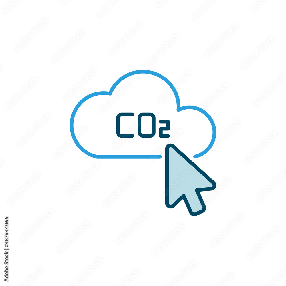 Poster mouse cursor on co2 cloud vector creative icon
