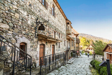 Street Sharambeyan in the town of Dilijan with old houses. Armenia