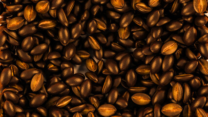 Roasted coffee beans background, Coffee Background. 3d illustration.