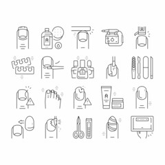 Manicure And Pedicure Collection Icons Set Vector .