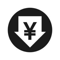 Obraz premium Yen Yuan value decrease rate vector icon round button