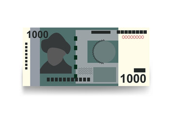 Kyrgyz som Vector Illustration. Kyrgyzstan money set bundle banknotes. Paper money 1000 c. Flat style. Isolated on white background. Simple minimal design.