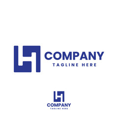 letter H square logo design
