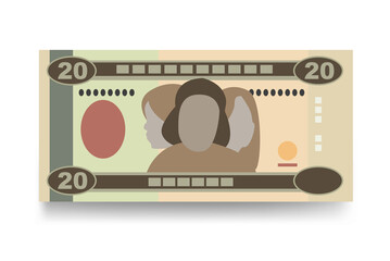 Nakfa Vector Illustration. Eritrea money set bundle banknotes. Paper money 20 NFK. Flat style. Isolated on white background. Simple minimal design.