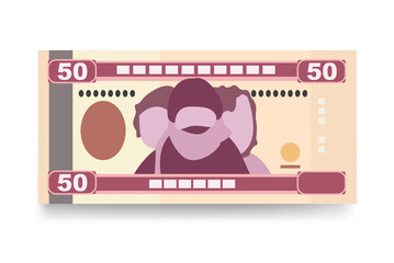Nakfa Vector Illustration. Eritrea money set bundle banknotes. Paper money 50 NFK. Flat style. Isolated on white background. Simple minimal design.