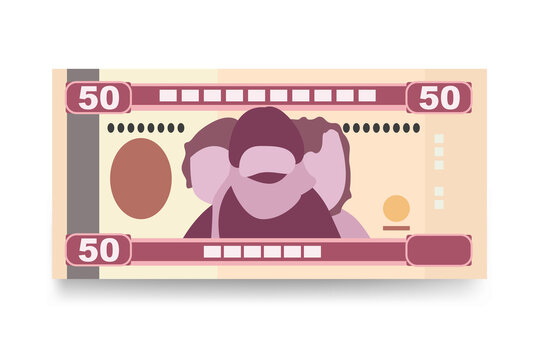 Nakfa Vector Illustration. Eritrea money set bundle banknotes. Paper money 50 NFK. Flat style. Isolated on white background. Simple minimal design.